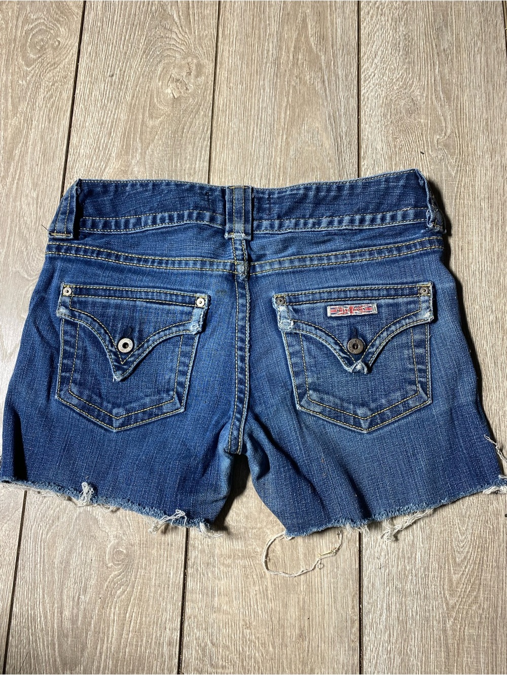 Vintage Y2K Hudson Denim Shorts Low Rise Cutoffs Signature Flap Pocket Size 27